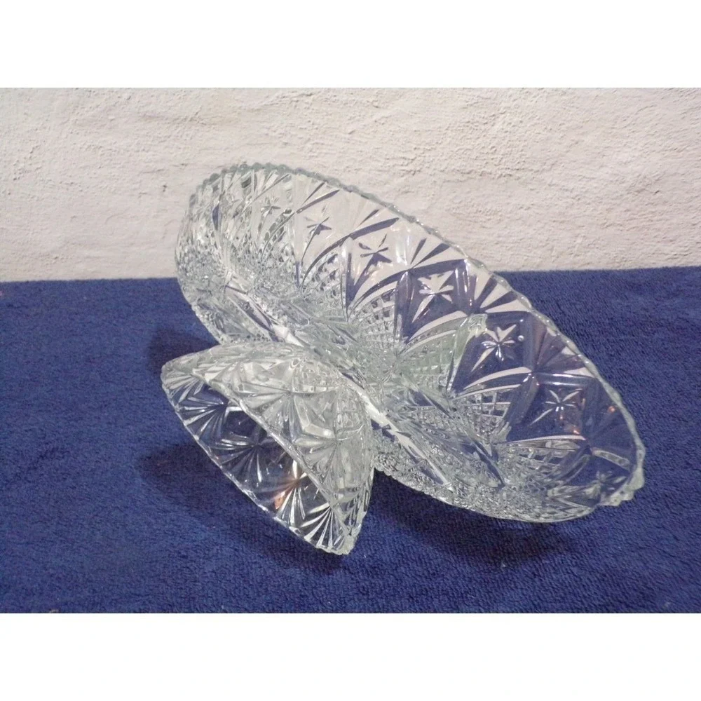 Vintage Oval Mayell Queen Anne Relish Tidbit Divided Dish on Pedestal